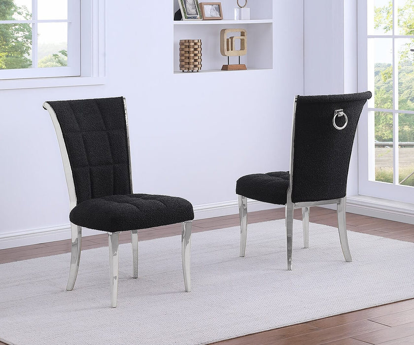 Mariano Furniture - Grid Tufted Side Chair in Black/Silver (Set of 2) - BQ-SC422 - GreatFurnitureDeal