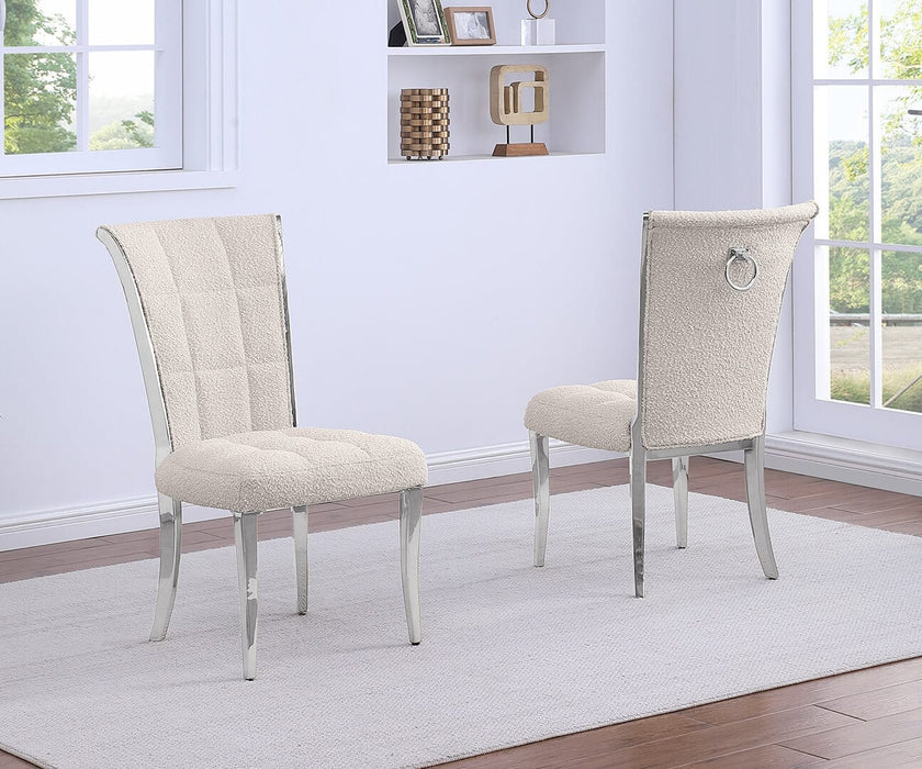 Mariano Furniture - Grid Tufted Side Chair in Cream/Silver (Set of 2) - BQ-SC423 - GreatFurnitureDeal