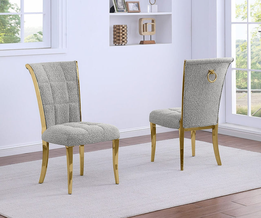 Mariano Furniture - Grid Tufted Side Chair in Rich Gray/Gold (Set of 2) - BQ-SC424 - GreatFurnitureDeal