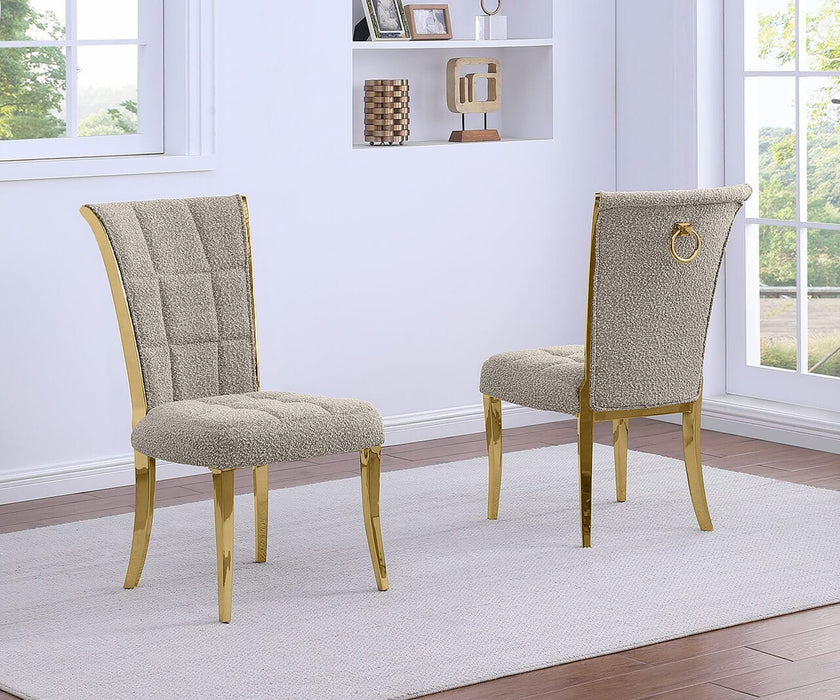 Mariano Furniture - Grid Tufted Side Chair in Gray/Gold (Set of 2) - BQ-SC425 - GreatFurnitureDeal