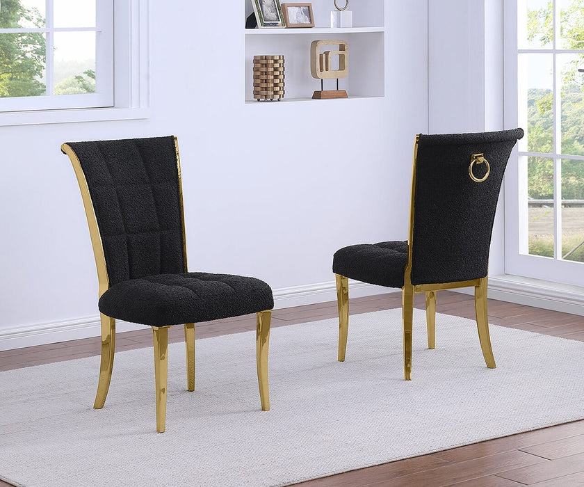 Mariano Furniture - Grid Tufted Side Chair in Black/Gold (Set of 2) - BQ-SC426 - GreatFurnitureDeal