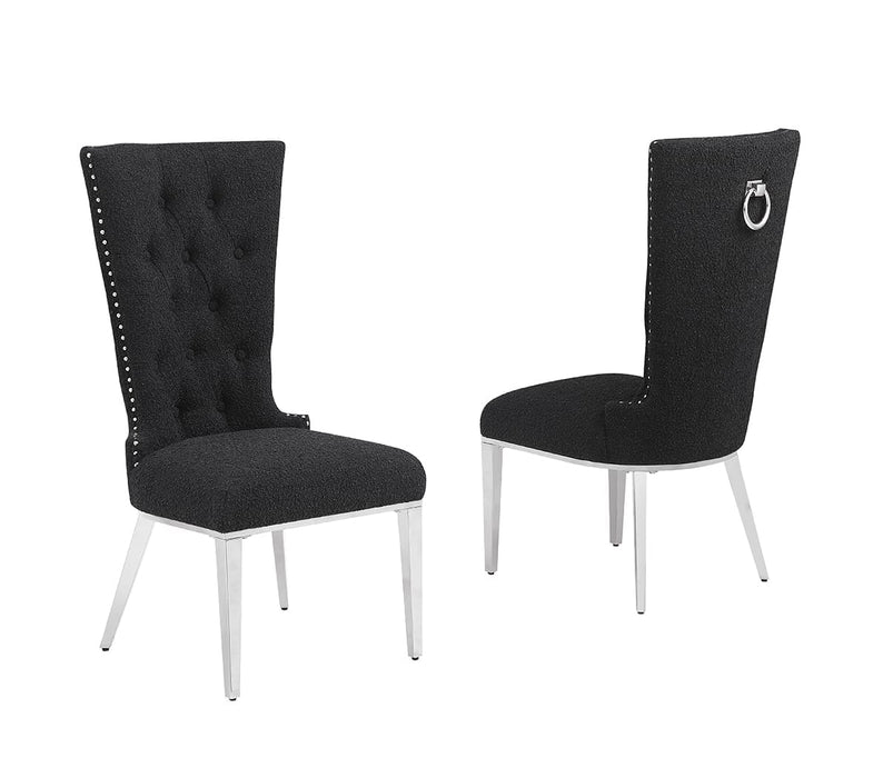Mariano Furniture - Boucle Tufted Dining Chair in Black/Silver (Set of 2) - BQ-SC432 - GreatFurnitureDeal
