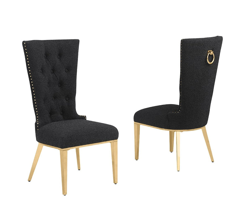 Mariano Furniture - Boucle Tufted Dining Chair in Black/Gold (Set of 2) - BQ-SC436 - GreatFurnitureDeal
