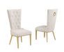 Mariano Furniture - Boucle Tufted Dining Chair in Cream/Gold (Set of 2) - BQ-SC437 - GreatFurnitureDeal