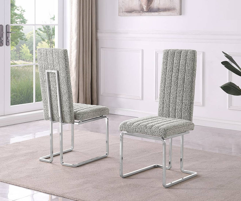 Mariano Furniture - Boucle Line Tufted Dining Chair in Rich Gray/Silver (Set of 2) - BQ-SC440 - GreatFurnitureDeal