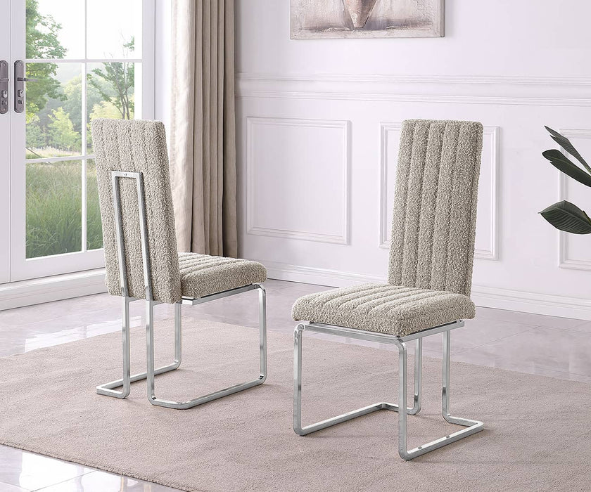 Mariano Furniture - Boucle Line Tufted Dining Chair in Gray/Silver (Set of 2) - BQ-SC441 - GreatFurnitureDeal