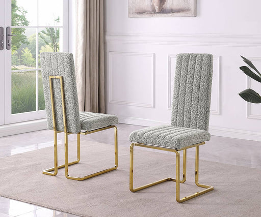 Mariano Furniture - Boucle Line Tufted Dining Chair in Rich Gray/Gold (Set of 2) - BQ-SC444 - GreatFurnitureDeal