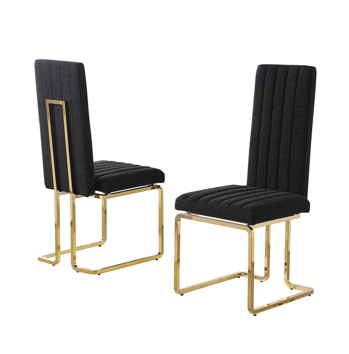 Mariano Furniture - Boucle Line Tufted Dining Chair in Black/Gold (Set of 2) - BQ-SC446 - GreatFurnitureDeal