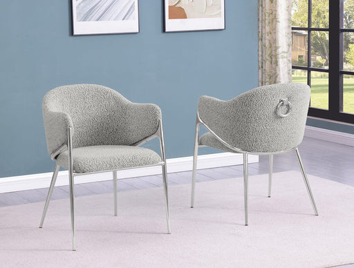 Mariano Furniture - Teddy Boucle Fabric Side Chiar in Silver (Set of 2) - BQ-SC450 - GreatFurnitureDeal