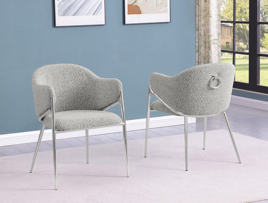 Mariano Furniture - Teddy Boucle Fabric Side Chiar in Silver (Set of 2) - BQ-SC450 - GreatFurnitureDeal