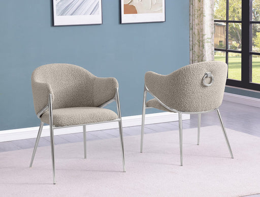 Mariano Furniture - Teddy Boucle Fabric Side Chiar in Silver (Set of 2) - BQ-SC451 - GreatFurnitureDeal