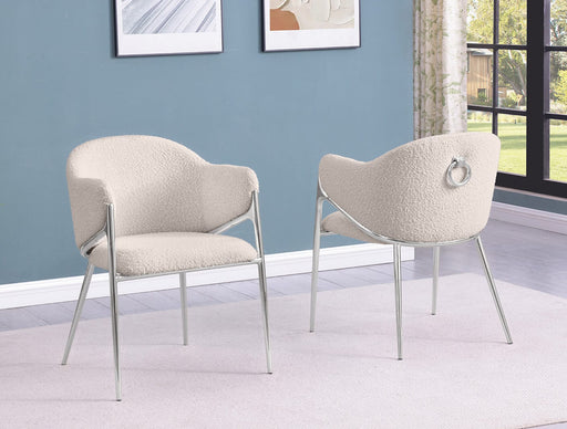 Mariano Furniture - Teddy Boucle Fabric Side Chiar in Silver (Set of 2) - BQ-SC453 - GreatFurnitureDeal