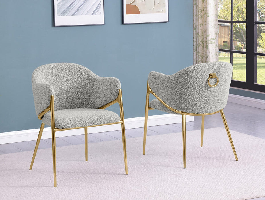 Mariano Furniture - Teddy Boucle Fabric Side Chiar in Gold (Set of 2) - BQ-SC454 - GreatFurnitureDeal