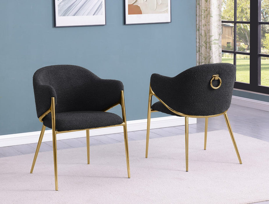 Mariano Furniture - Teddy Boucle Fabric Side Chiar in Gold (Set of 2) - BQ-SC456 - GreatFurnitureDeal