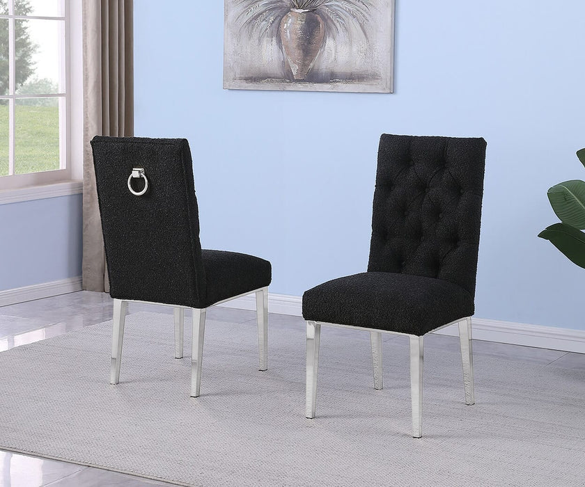 Mariano Furniture - Boucle Tufted Dining Chair in Black/Silver(Set of 2) - BQ-SC572 - GreatFurnitureDeal