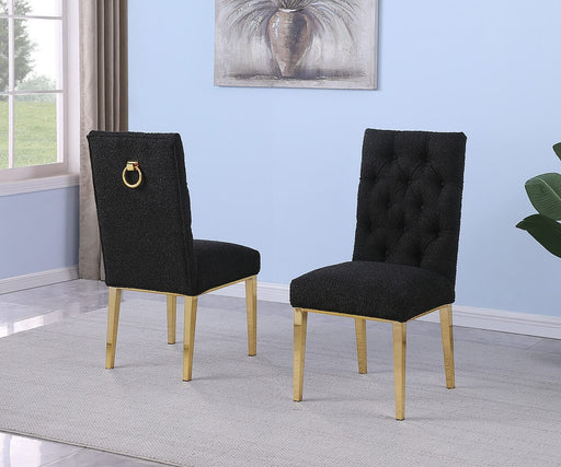 Mariano Furniture - Boucle Tufted Dining Chair in Black/Gold (Set of 2) - BQ-SC576 - GreatFurnitureDeal