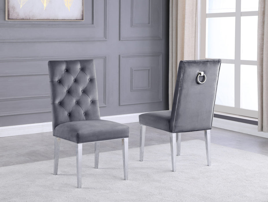 Mariano Furniture - Velvet Side Chair in Dark Gray (Set of 2) - BQ-SC70 - GreatFurnitureDeal