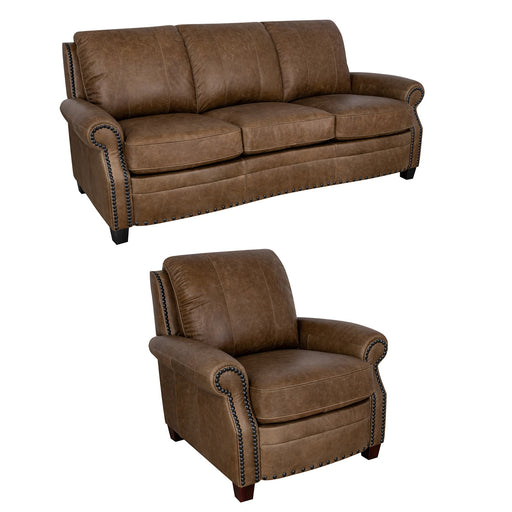 Mariano Italian Leather Furniture - Bennett 2 PC Sofa Set in Bomber Tan - BENNETT-BOMBER-TAN-SC - GreatFurnitureDeal