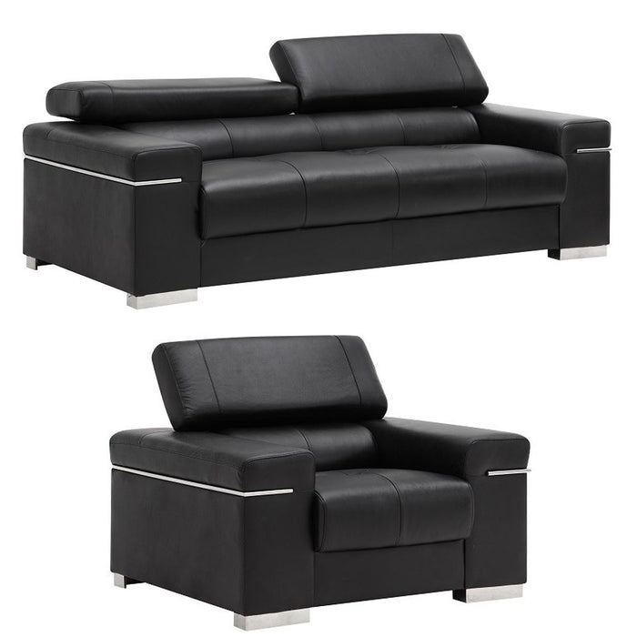 J&M Furniture - Soho 2 Piece Sofa Set in Black - 176551114-SC-BLK