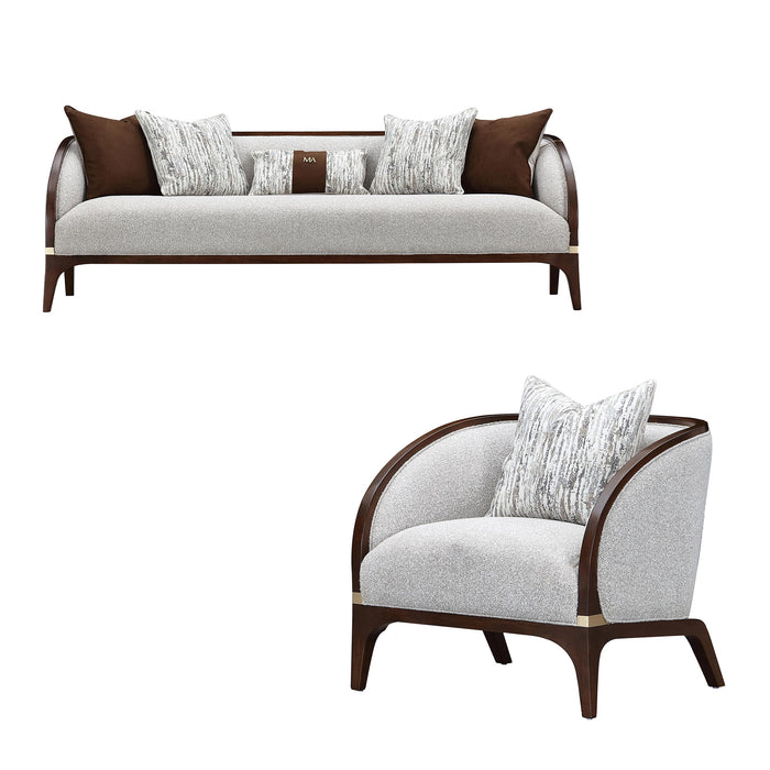 AICO Furniture - Houston 2 Piece Sofa Set - Pebble/Walnut - 9095815-35-PBL-416 - GreatFurnitureDeal