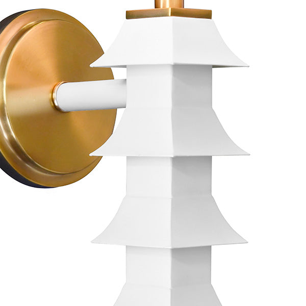 Worlds Away - Handpainted Tole Pagoda Sconce In White - SEDONA WH - GreatFurnitureDeal