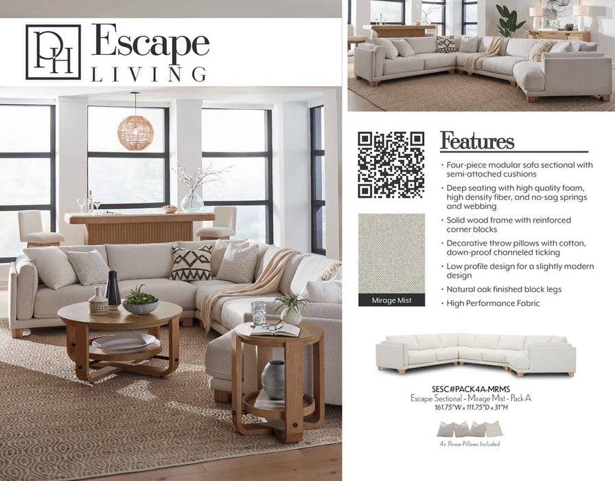 Parker Living - Escape 4 Piece Modular Sectional in Mirage Mist - SESC-PACK4A-MRMS-01-02 - GreatFurnitureDeal