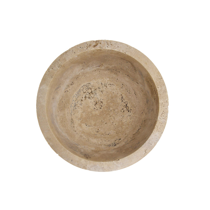 Worlds Away - Travertine Marble Bowl With Ribbed Brass Base - SITA - GreatFurnitureDeal