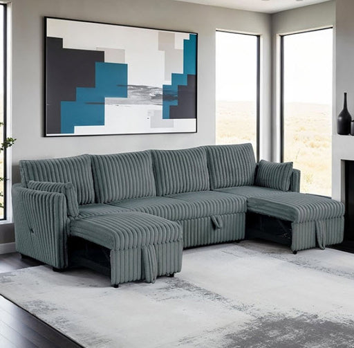 Furniture of America - Denholme U-Sectional w/ Pull Out in Dark Gray - SL64002DG-SECT - GreatFurnitureDeal