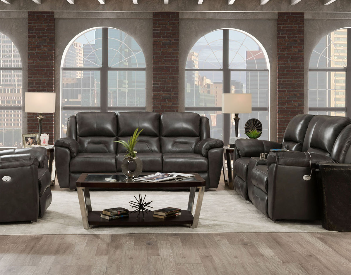 Southern Motion Pandora 2 Piece Double Reclining Sofa Set in Slate