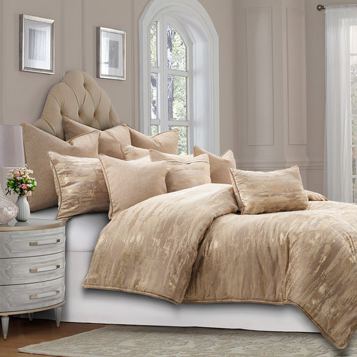 AICO Furniture - Sloane"9pc Queen Comforter Set"Luster - BCS-QS09-SLONE-LST - GreatFurnitureDeal