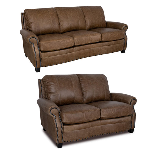 Mariano Italian Leather Furniture - Bennett 2 PC Sofa Set in Bomber Tan - BENNETT-BOMBER-TAN-SL - GreatFurnitureDeal