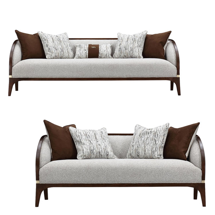AICO Furniture - Houston 2 Piece Sofa Set - Pebble/Walnut - 9095815-25-PBL-416 - GreatFurnitureDeal