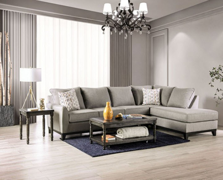 Furniture of America - Lantwit Sectional in Light Gray - SM1118-SECT - GreatFurnitureDeal