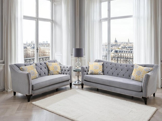 Furniture of America - Wilmette 2 Piece Power Sofa Set in Gray - SM2296GY-SF-2SET - GreatFurnitureDeal