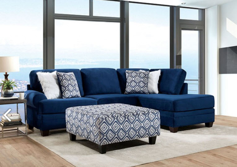 Furniture of America - Waldport Sectional in Navy - SM5175-SECT - GreatFurnitureDeal
