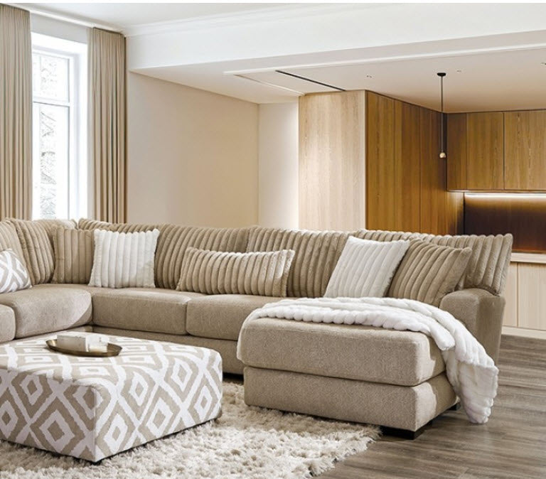 Furniture of America - Loughton Sectional in Light Brown - SM5194-SECT - GreatFurnitureDeal