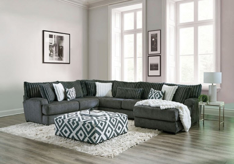 Furniture of America - Loughton Sectional in Gun Metal - SM5196-SECT - GreatFurnitureDeal