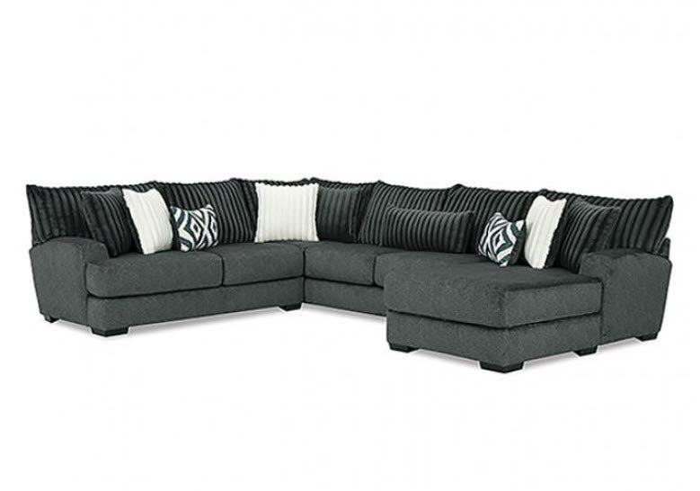 Furniture of America - Loughton Sectional in Gun Metal - SM5196-SECT - GreatFurnitureDeal