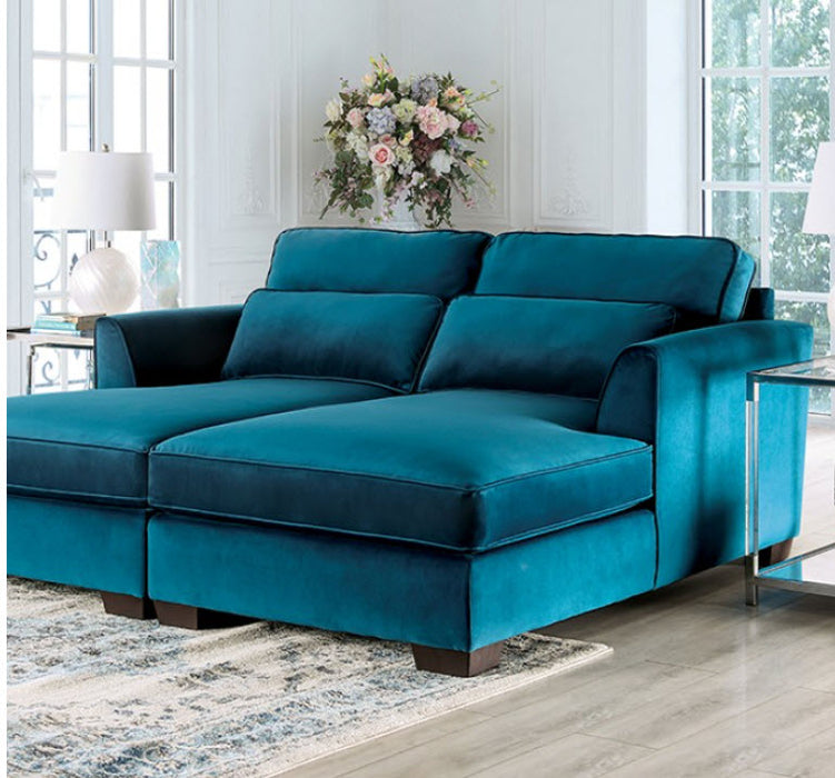 Furniture of America - Peregrine Sectional in Teal - SM5415-SECT - GreatFurnitureDeal