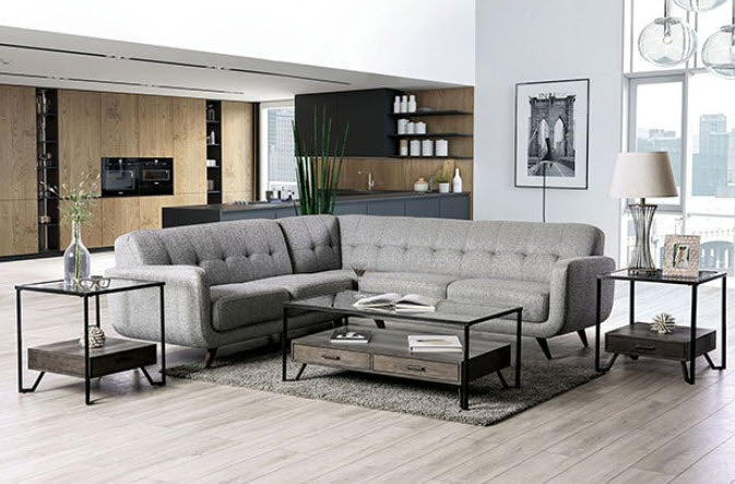 Furniture of America - Dresden Sectional in Light Gray - SM6042-SECT - GreatFurnitureDeal