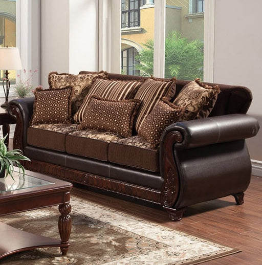 Furniture of America - Franklin Sofa in Dark Brown, Tan - SM6106N-SF - GreatFurnitureDeal