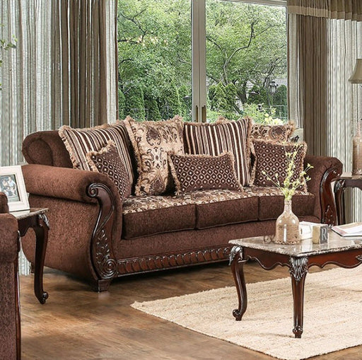 Furniture of America - Tabitha Sofa in Brown, Gold - SM6109-SF - GreatFurnitureDeal