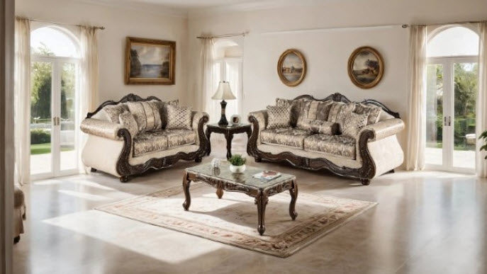 Furniture of America - Andalusia Sofa in Light Brown / Dark Cherry - SM6450-SF - GreatFurnitureDeal