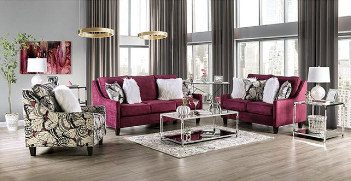 Furniture of America - Jillian Sofa in Plum, Ivory, White - SM8016-SF - GreatFurnitureDeal