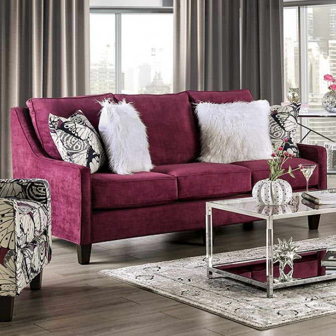 Furniture of America - Jillian Sofa in Plum, Ivory, White - SM8016-SF - GreatFurnitureDeal
