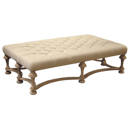 GJ Styles - Tufted Linen & Natural Birch Ottoman - SN225 - GreatFurnitureDeal