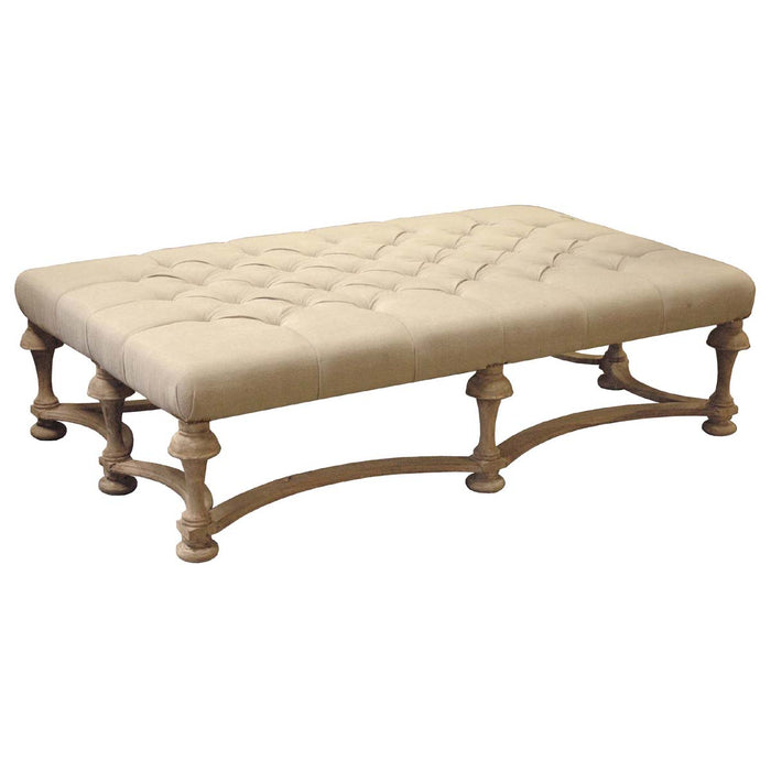 GJ Styles - Tufted Linen & Natural Birch Ottoman - SN225 - GreatFurnitureDeal