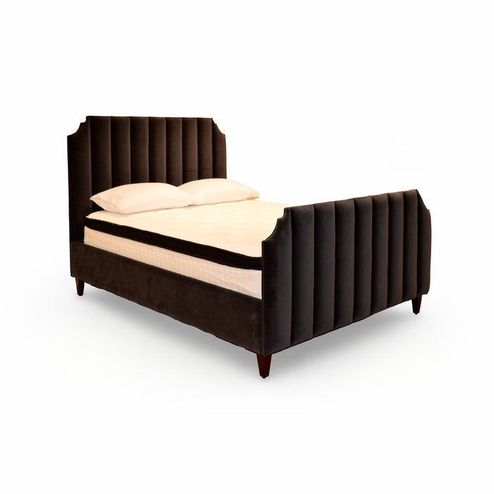 GJ Styles - Camille Queen Size Bed Charcoal Velvet - SN630 - GreatFurnitureDeal