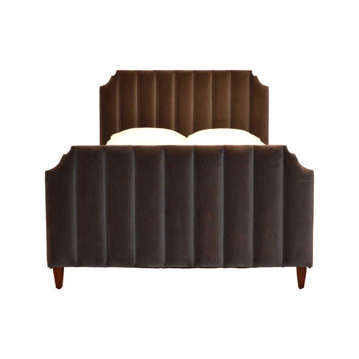 GJ Styles - Camille Queen Size Bed Charcoal Velvet - SN630 - GreatFurnitureDeal