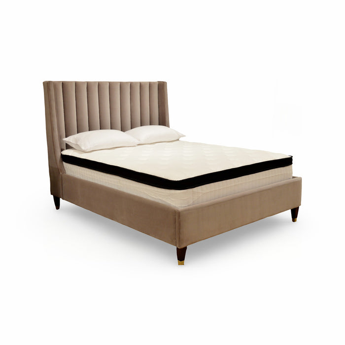 GJ Styles - Yuki Queen Size Bed Mushroom Velvet - SN631 - GreatFurnitureDeal